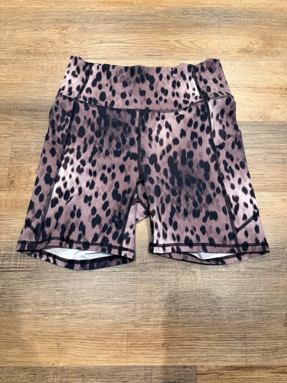 Pure Luxe High-Rise Tan Leopard Print Bike Shorts Size S